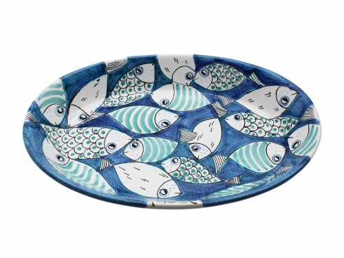 Big Oval Bowl fish in turquoise
