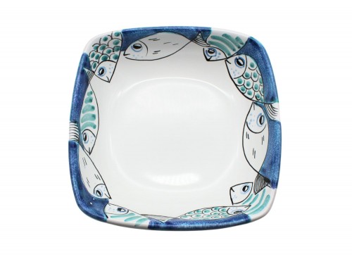 Square Bowl fish in turquoise
