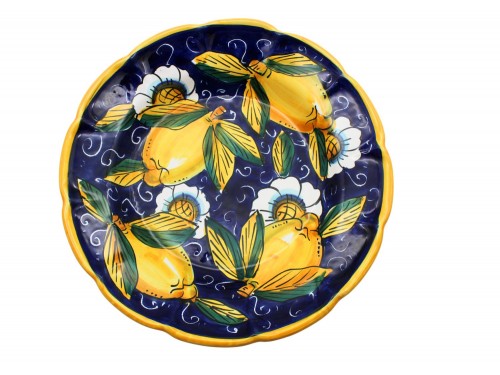 Dinner Plate Lemon and flower design in blue