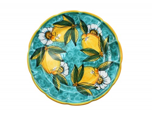 Dinner Plate Lemon and flower design in green
