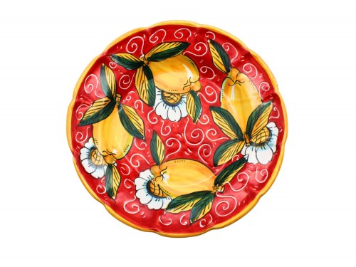 Pasta Plate Lemon and flower design in red