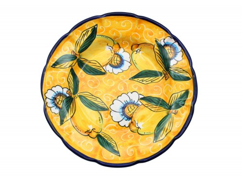 Pasta Plate Lemon and flower design in yellow