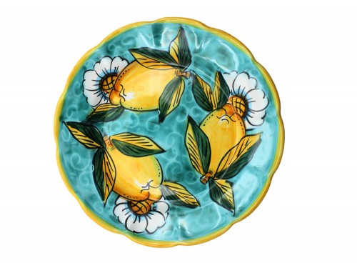 Salad Plate Lemon and flower design in green