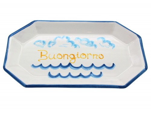 Vassoio ottagonale decoro "Buongiorno - Santa Rosa"