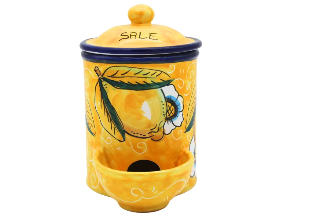 barattolo portasale con dispenser limone con ricciolo giallo.webp