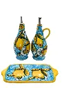 set olio e aceto con vassoio con vassoio limone con ricciolo azzurro 3.webp