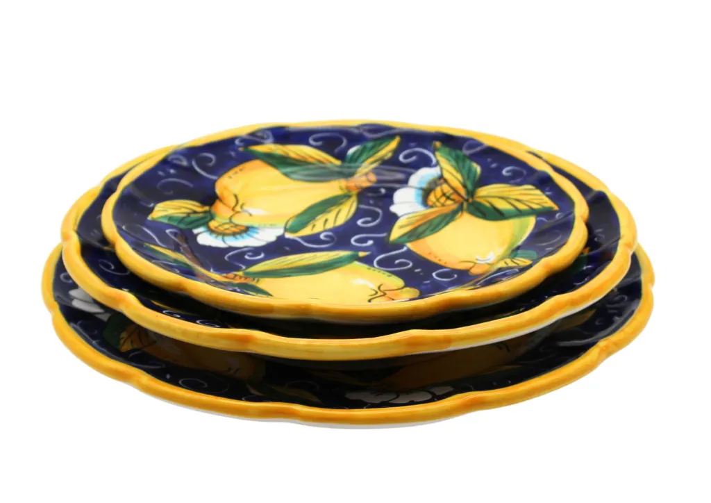 tris piatti limone ricciolo blu.webp