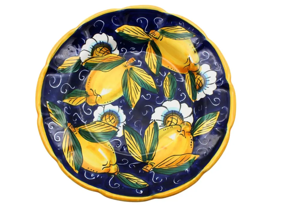 Dinner plate with "curly lemons" (Blue)