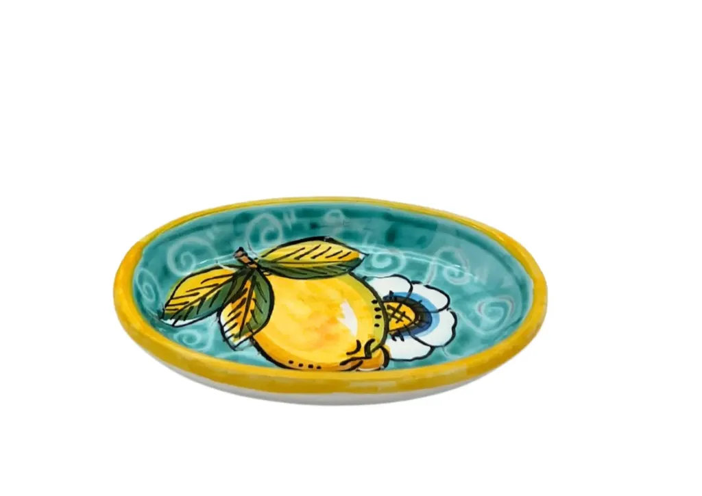 Tiny oval bowl  with "curly lemons"