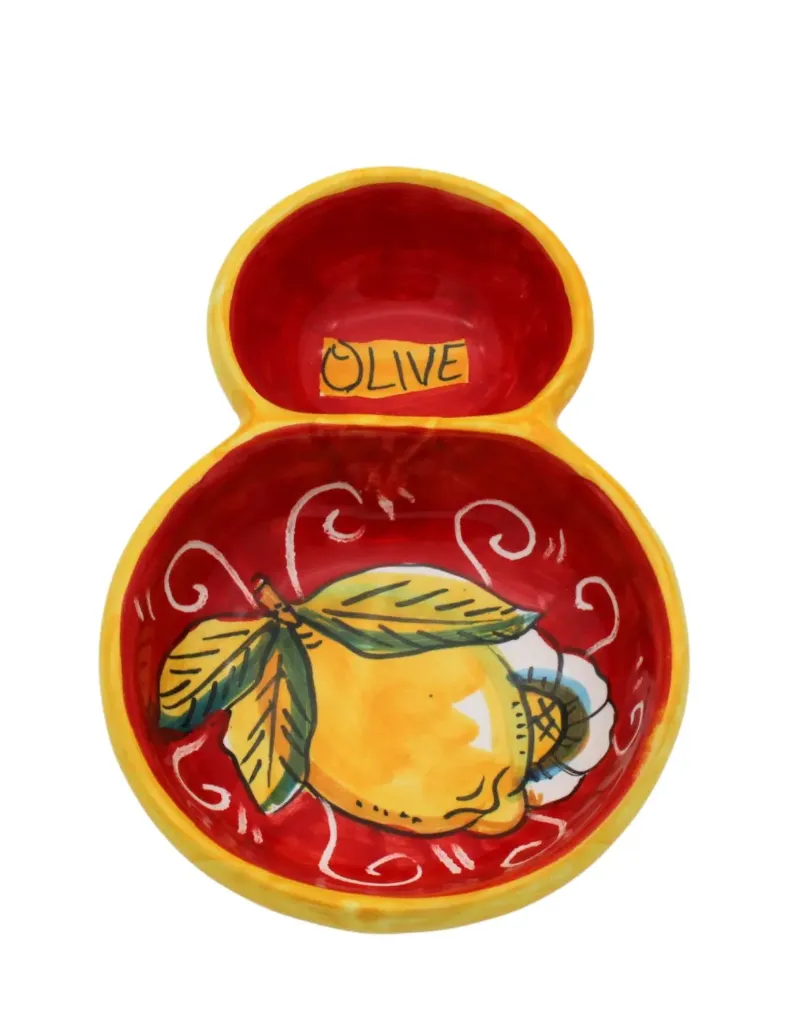 Olive bowl appetizer with "curly lemons"