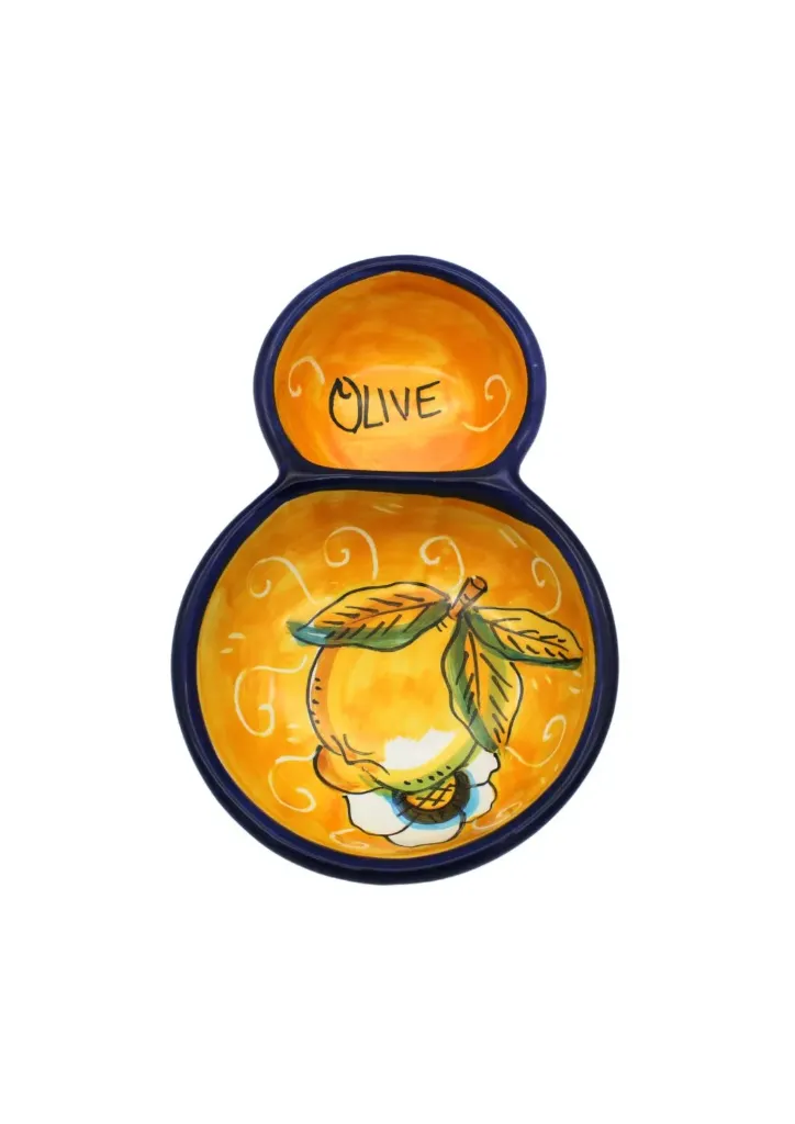 Olive bowl appetizer with "curly lemons"