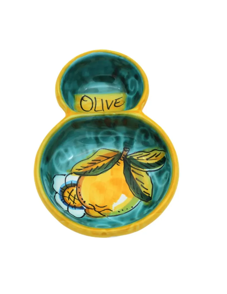 Olive bowl appetizer with "curly lemons"