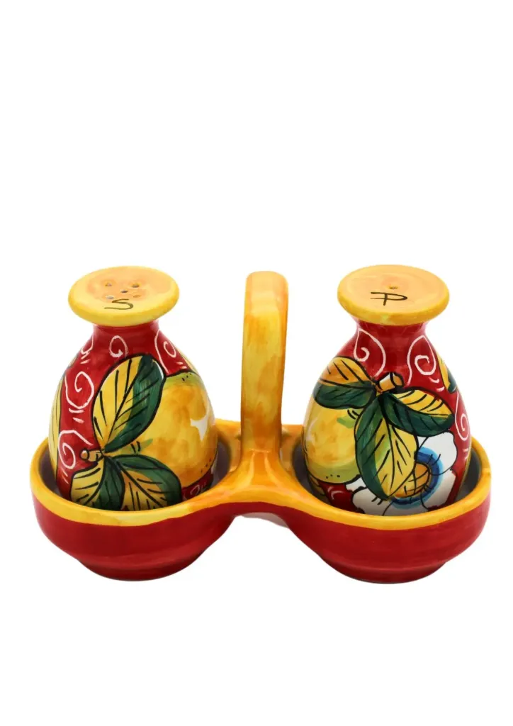 Set salt and pepper with canister with "curly lemons"