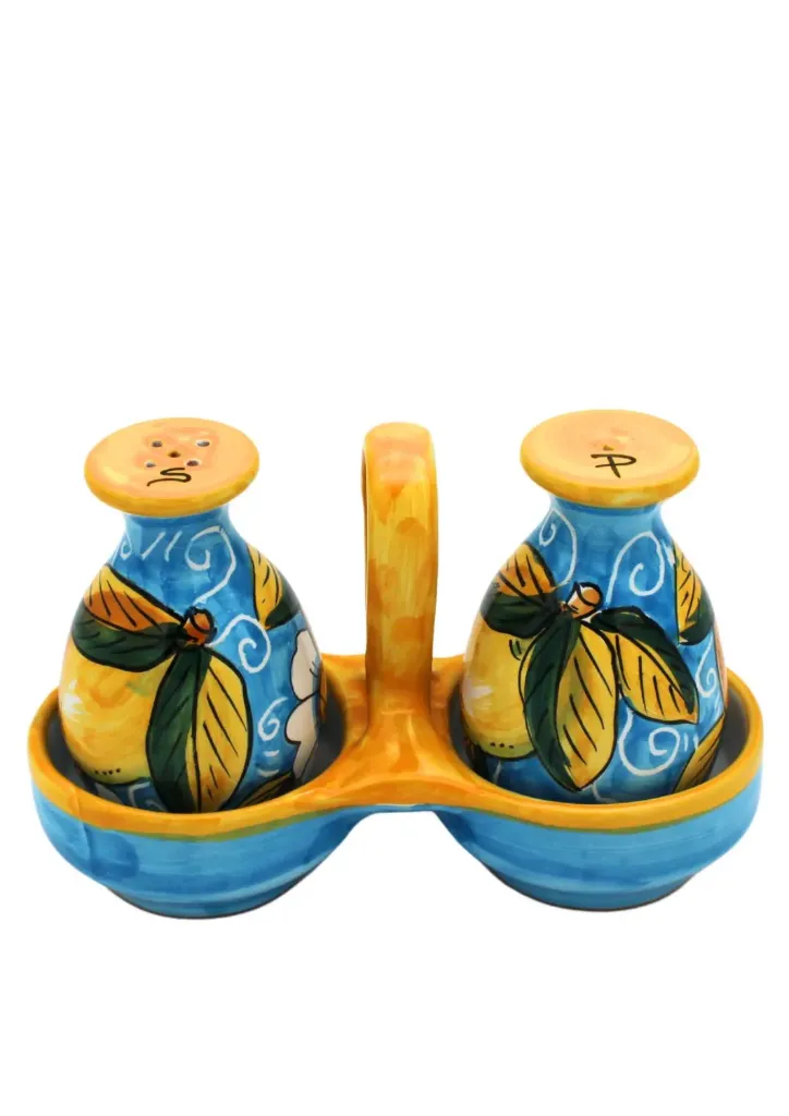 Set sale e pepe con cesto limoni riccio