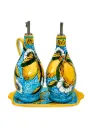 Blu Oil and Vinegar Set with "curly lemons"