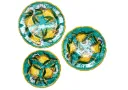 Set 3 Blu Plates Dinner, Pasta and Salad with "curly lemons"