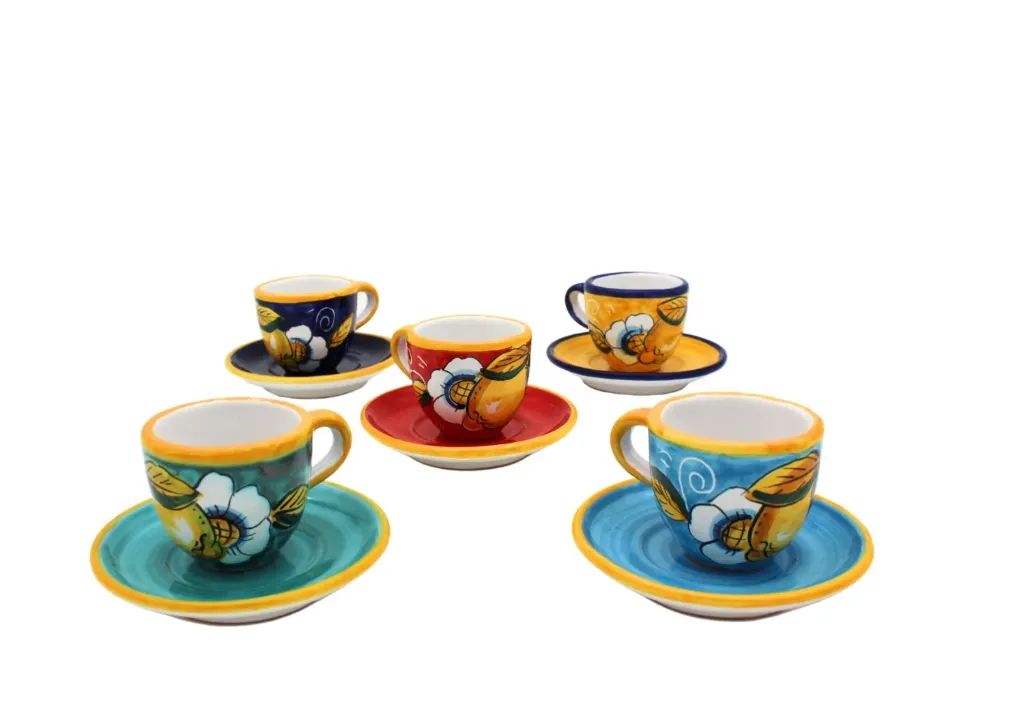 Set di 5 Tazzine caffè con piattino limoni riccio