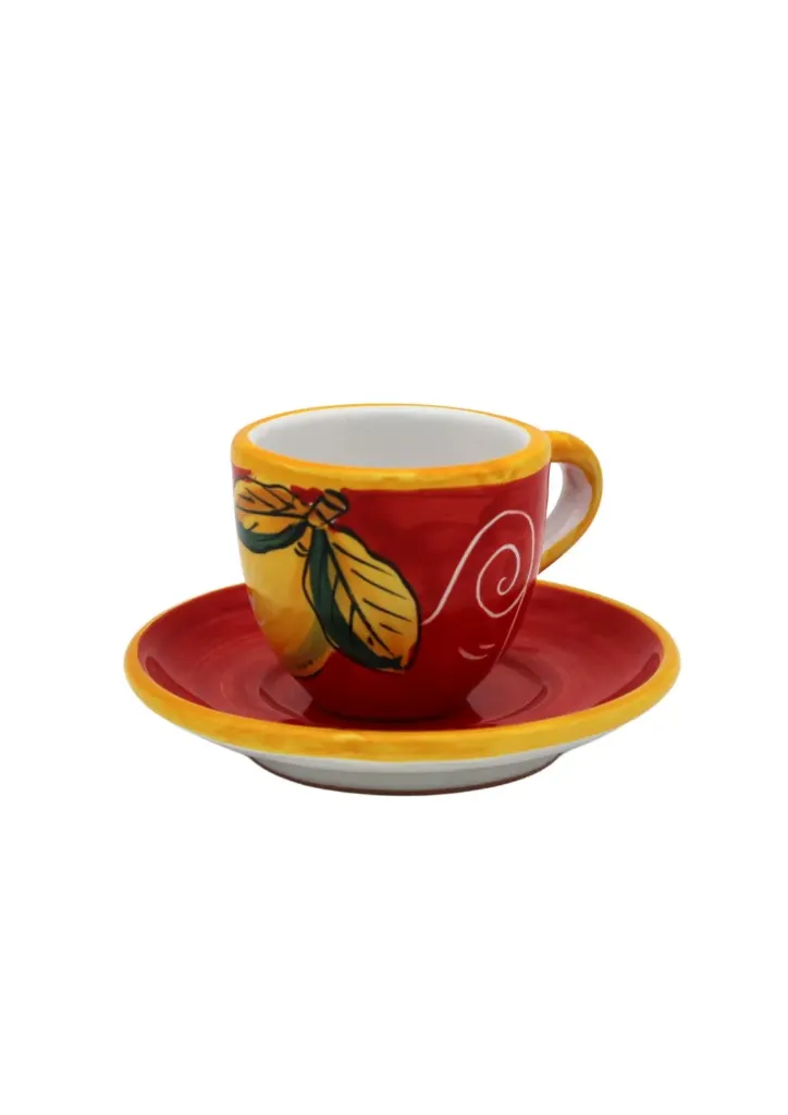 Espresso Cup & Saucer with "curly lemons"