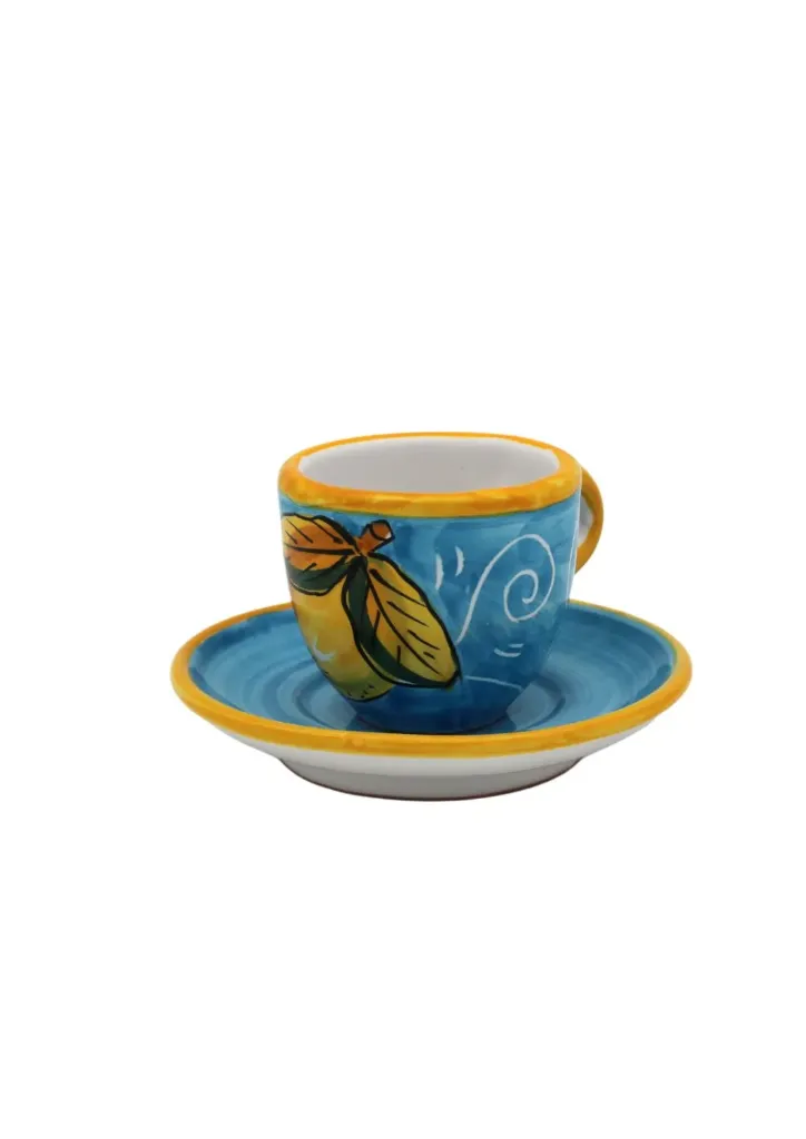 Espresso Cup & Saucer with "curly lemons"