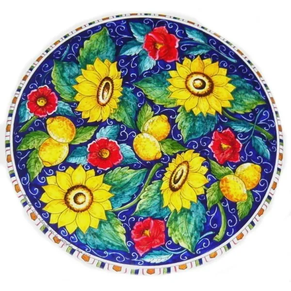 Tavolo caffè Girasoli e Papaveri (da 40 a 60 cm) (D 40 cm / 15.74 in, H 50 cm / 20 in)