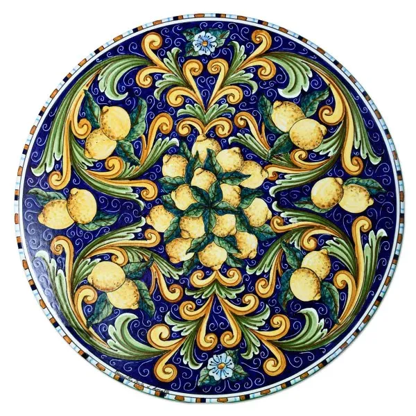 Coffee Table "Lemon P."(from 16 to 23,60 inches) (Blue, D 40 cm / 15.74 in, H 50 cm / 20 in)