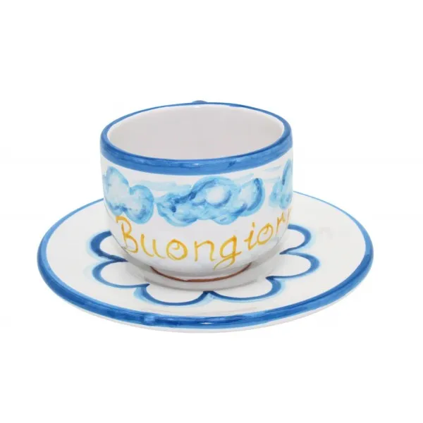 Tazzina da cappuccino con piattino buongiorno