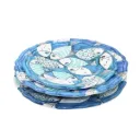 Plate set with fish in turquoise