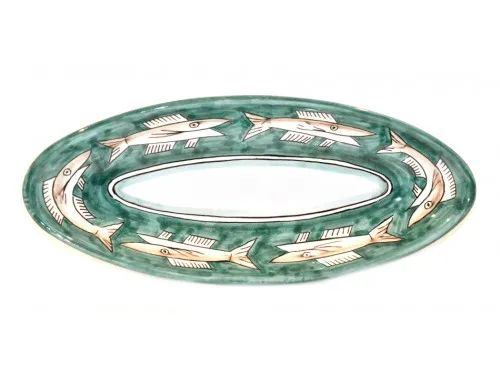 Piatto ovale (appuntito) alici (L 33 cm / 12.99 in, Verde)
