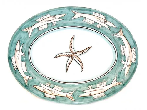 Oval Serving Plate Anchovies (Verde, L 38 cm / 14.96 in)
